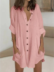 Kennedy Cotton Pocketed Button Down Tunic - Rose Dust Oshnow
