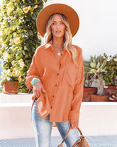 Kennedy Cotton Pocketed Button Down Tunic - Tangerine Oshnow