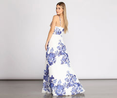 Kiana Floral Chiffon A-Line Dress Oshnow