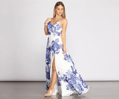 Kiana Floral Chiffon A-Line Dress Oshnow
