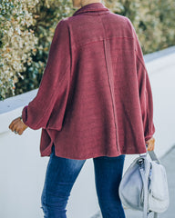 Kiandra Cotton French Terry Henley Top - Burgundy Oshnow