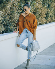 Kiandra Cotton French Terry Henley Top - Camel Oshnow