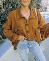 Kiandra Cotton French Terry Henley Top - Camel Oshnow