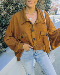 Kiandra Cotton French Terry Henley Top - Camel Oshnow