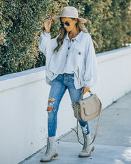 Kiandra Cotton French Terry Henley Top - Heather Grey Oshnow