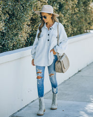 Kiandra Cotton French Terry Henley Top - Heather Grey Oshnow