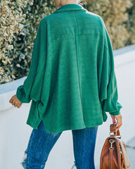 Kiandra Cotton French Terry Henley Top - Hunter Green Oshnow