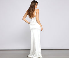 Kiara Satin High-Slit Mermaid Dress Oshnow