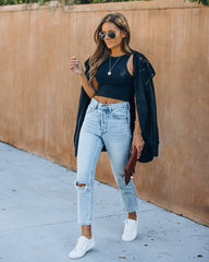 Kiki Knit Crop Top - Black Oshnow