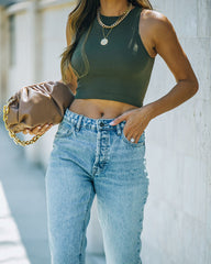 Kiki Knit Crop Top - Moss Oshnow
