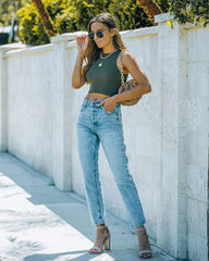 Kiki Knit Crop Top - Moss Oshnow