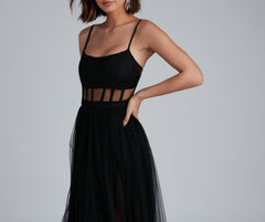 Kim Mesh Corset Tulle Formal Dress Oshnow