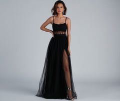 Kim Mesh Corset Tulle Formal Dress Oshnow