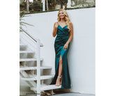 Kimia Formal Satin Wrap Gown Oshnow