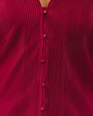 Kimora Collared Plisse Blouse - Wine Oshnow