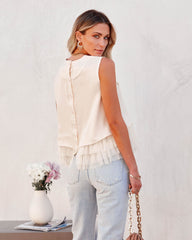 Kinsley Tiered Tulle Crop Top - Vintage Cream Oshnow
