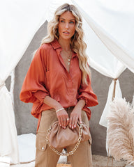 Kinzie Tencel Pocketed Button Down Top - Soft Clay Oshnow
