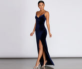 Kirsten Velvet Wrap Formal Dress Oshnow