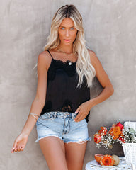 Kiss Kiss Lace Cami Tank - Black Oshnow