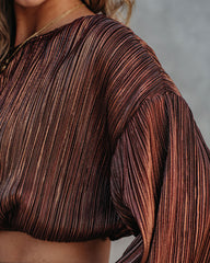 Kiyara Billowed Shimmer Plisse Top Oshnow