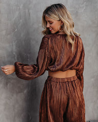 Kiyara Billowed Shimmer Plisse Top Oshnow