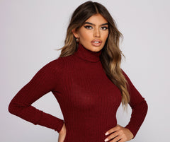 Knit Girl Turtleneck Mini Dress Oshnow