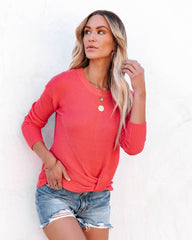 Knot Your Girlfriend Thermal Knit Top - Coral Oshnow