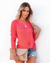 Knot Your Girlfriend Thermal Knit Top - Coral Oshnow