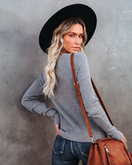 Knot Your Girlfriend Thermal Knit Top - Heather Grey Oshnow