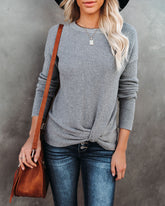 Knot Your Girlfriend Thermal Knit Top - Heather Grey Oshnow