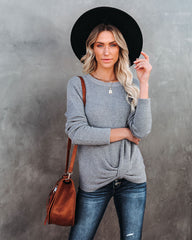Knot Your Girlfriend Thermal Knit Top - Heather Grey Oshnow