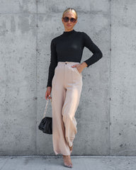 Korey Textured Long Sleeve Bodysuit - Black Oshnow