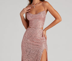 Kristina Formal Sequin Cutout Dress Oshnow