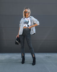 Kurtis Acid Wash Split Hem Pants - Black Oshnow