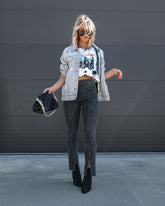 Kurtis Acid Wash Split Hem Pants - Black Oshnow