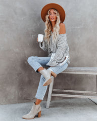 Kye Cotton Blend Knit Sweater - Speckled Black Oshnow