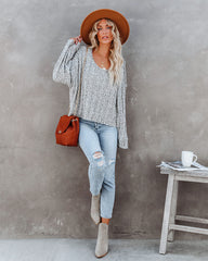 Kye Cotton Blend Knit Sweater - Speckled Black Oshnow