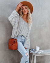 Kye Cotton Blend Knit Sweater - Speckled Black Oshnow