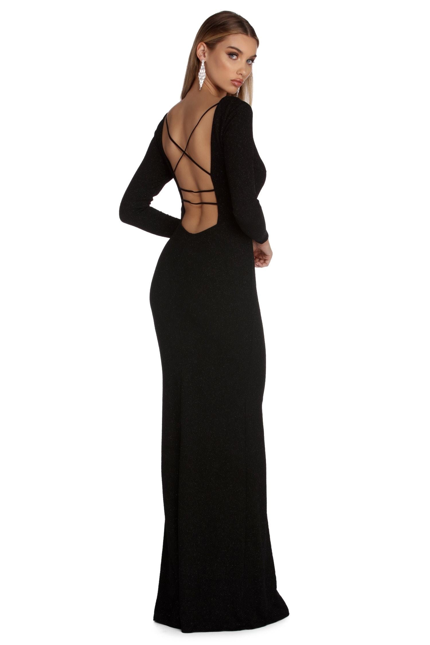 Kyleigh Formal Open Back Glitter Dress Oshnow