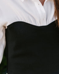 Kyrie Contrast Button Down Knit Bustier Top Oshnow