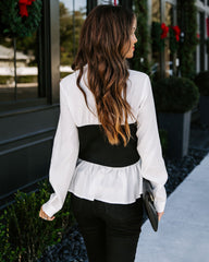 Kyrie Contrast Button Down Knit Bustier Top Oshnow