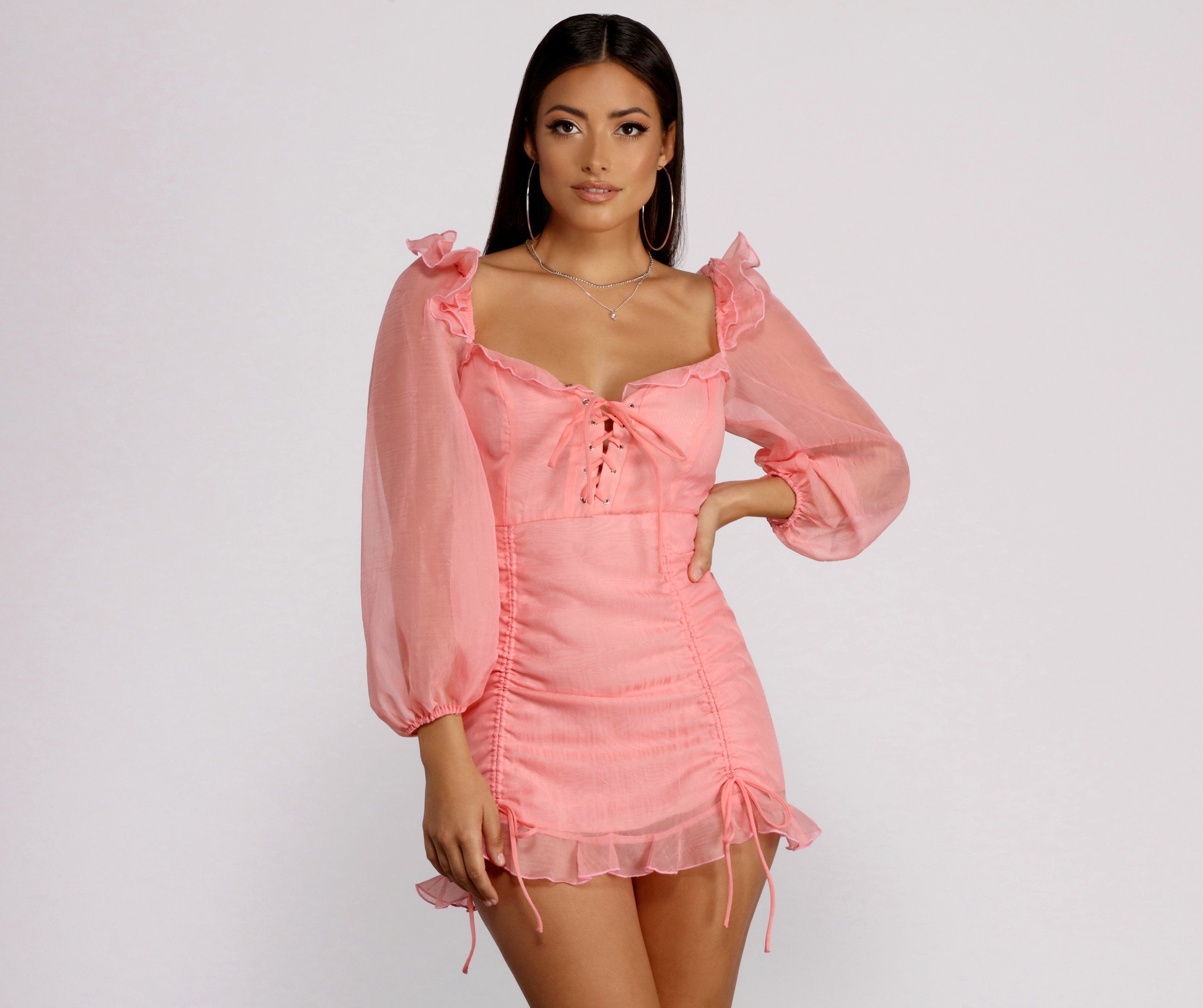 Lace Be Real Organza Sleeve Mini Dress Oshnow