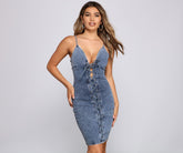Laced Up In Denim Dress Oshnow