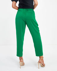 Lacey Pocketed High Rise Trousers - Kelly Green Oshnow