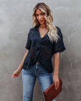 Lacole Leopard Burnout Blouse Oshnow