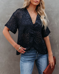 Lacole Leopard Burnout Blouse Oshnow