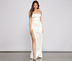 Lana Formal One Shoulder High Slit Dress Oshnow