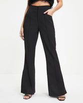 Lana Pocketed Side Slit Pants - Black Oshnow