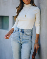 Lana Seamless Long Sleeve Mock Neck Top - Cream Oshnow