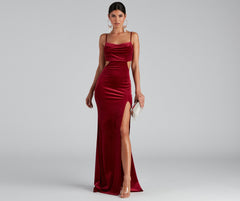 Lara Glitter Velvet Mermaid Dress Oshnow